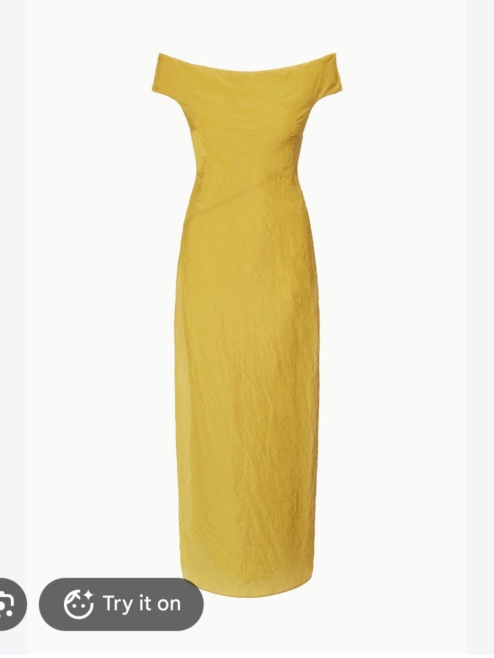 STAUD Off-Shoulder Cheyenne Dress Chartreuse/Mustard Yellow Strapless Gown - Picture 3 of 6